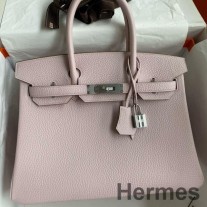 Hermes Birkin 30 Retourne Handmade Bag in Mauve Pale Clemence Leather