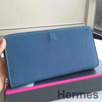 Hermes Blue Jean Azap Zipped Wallet