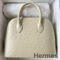 Hermes Bolide 1923 25 Handmade Bag In Parchemin Ostrich Leather