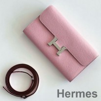 Hermes Constance To Go Wallet in Pink Epsom Calfskin