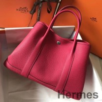 Hermes Garden Party 36 Bag In Rose Tyrien Clemence Leather