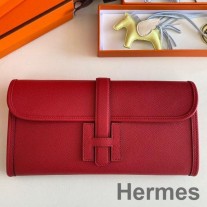 Hermes Jige Elan 29 Clutch Bag In Red Epsom Leather