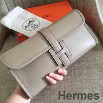 Hermes Jige Elan 29 Clutch In Grey Swift Calfskin