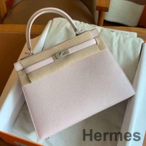 Hermes Kelly Sellier 25 Handmade Bag In Mauve Pale Epsom Calfskin