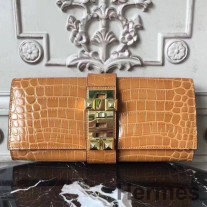 Hermes Medor Clutch Bag In Camarel Crocodile Leather