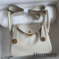 Hermes Mini Lindy Handmade Bag In Craie Swift Leather
