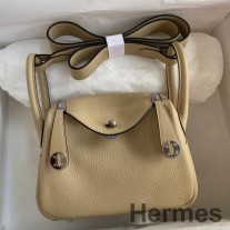 Hermes Mini Lindy Handmade Bag In Trench Clemence Leather