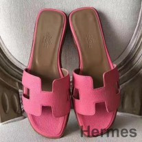 Hermes Oran Sandals In Rose Confetti Epsom Leather