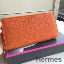 Hermes Orange Clemence Azap Zipped Wallet