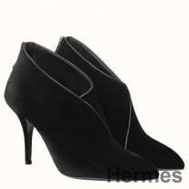 Hermes Virginia Ankle Boots In Black Velvet