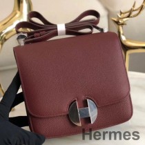 Hermes 2002 20cm Bag In Bordeaux Evercolor Calfskin