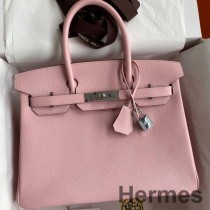 Hermes Birkin 30 Retourne Handmade Bag In Rose Sakura Epsom Calfskin