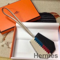 Hermes Clochette Cles Grand Tressage Charm In White/Black
