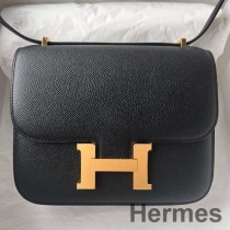 Hermes Constance 1-18 Mirror Bag In Black Epsom Calfskin