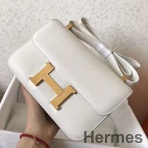 Hermes Constance 24 Handmade Bag In White Epsom Leather