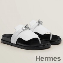Hermes Empire Sandals in White Calfskin