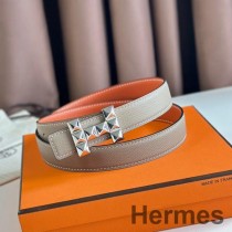 Hermes H Medor Reversible Belt 24MM in Tourterelle Epsom Leather
