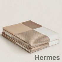 Hermes H Riviera Blanket in Beige Wool and Cashmere