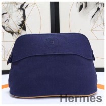 Hermes Medium Bolide Travel Case In Blue Electric Cotton