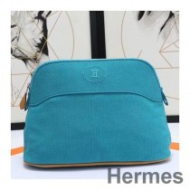 Hermes Medium Bolide Travel Case In Blue Horizon Cotton