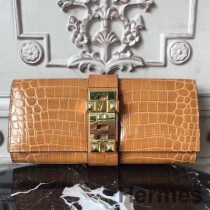 Hermes Medor Clutch Bag In Camarel Crocodile Leather