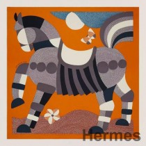 Hermes Orange Mon Premier Galop Shawl 140