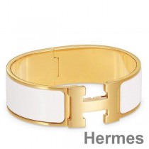 Hermes White Enamel Clic Clac H PM Bracelet