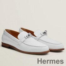 Hermes Women's Destin Loafers in White Leather