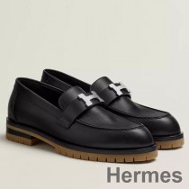 Hermes Women's Faubourg Loafers in Black Leather