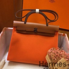 Hermes Herbag Zip 31cm Bag In Brown And Orange