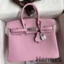 Hermes Birkin 25 Retourne Handmade Bag In Mauve Sylvestre Swift Calfskin