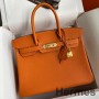 Hermes Birkin 30 Retourne Handmade Bag In Orange Clemence Leather
