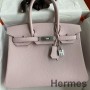 Hermes Birkin 30 Retourne Handmade Bag in Mauve Pale Clemence Leather