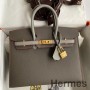 Hermes HSS Birkin 25 Sellier Bag in Etain and Gris Mouette Epsom Calfskin