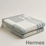 Hermes Ithaque Blanket in Grey Wool and Cashmere