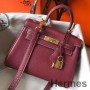 Hermes Kelly 20cm Bag In Bordeaux lemence Leather GHW
