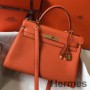 Hermes Kelly 32cm Bag In Orange Clemence Leather GHW