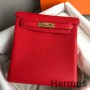 Hermes Kelly Ado Backpack in Red Clemence Leather