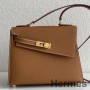 Hermes Kelly En Desordre 20 Handmade Bag In Gold Epsom Calfskin