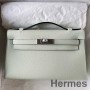 Hermes Kelly Pochette Handmade Bag In Vert Fizz Epsom Calfskin