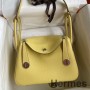 Hermes Lindy 26 Handmade Bag In Jaune Poussin Clemence Leather