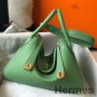 Hermes Lindy 30cm Bag In Vert Criquet Clemence Leather GHW