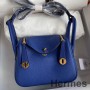 Hermes Mini Lindy Handmade Bag In Blue Electric Clemence Leather