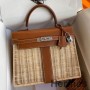Hermes Picnic Kelly 28cm Bag in Wicker with Barenia Leather