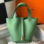 Hermes Picotin Lock 18 Bag In Vert Criquet Clemence Leather