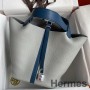 Hermes Picotin Lock 22 Bicolor Handmade Bag in Gris Mouette and Blue Agate Swift Leather