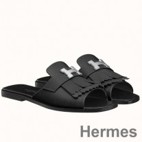 Sandale Hermes Auteuil Din piele de vițel neagră