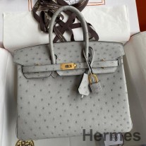 Geanta Hermes Birkin 25 Retourne realizata manual din piele de strut albastru