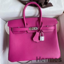Geantă Hermes Birkin 25 Retourne, realizată manual, din piele de vițel Swift violet roz