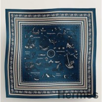 Hermes Blue Tatouages Marins Bandana Shawl 140